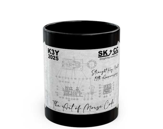 SKCC K3Y Mug - Straight Key Century Club, Ham Radio, Amateur Radio, Morse Code, CW, Straight Key, Bug, Cootie