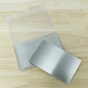 10 PCS Brushed 304 Stainless Steel Blank Plate Thick 0.5mm Metal Business Cards 86X54mm (Ready to Engrave)