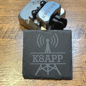 Personalized Ham Radio Call Sign Coaster | Engraved Call Sign Gift for HAM Shack | HAM Operator Gift | Ham Radio Call Sign