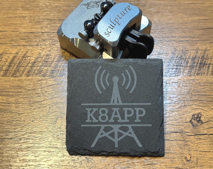 Personalized Ham Radio Call Sign Coaster | Engraved Call Sign Gift for HAM Shack | HAM Operator Gift | Ham Radio Call Sign