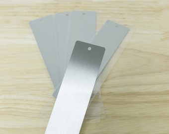 Brushed Stainless Steel Bookmarks (10) 0.47" x 1.18" 26 gauge (.019"), Stamping Blank, Book Marker, Tag, Blank, For laser Engraving