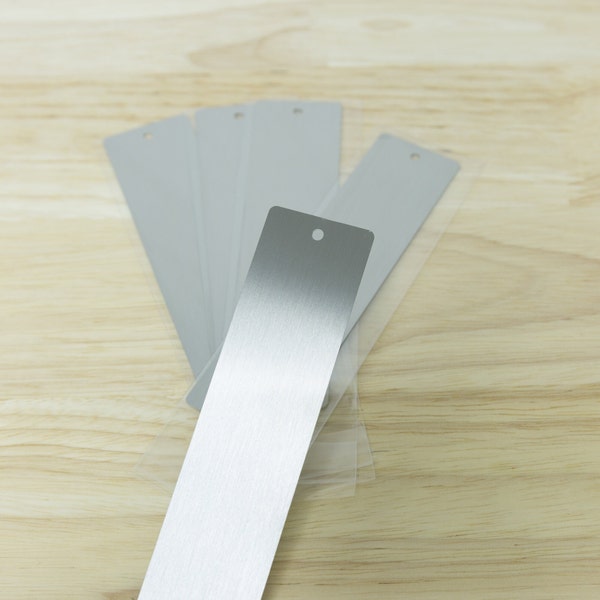 Brushed Stainless Steel Bookmarks (10) 0.47" x 1.18" 26 gauge (.019"), Stamping Blank, Book Marker, Tag, Blank, For laser Engraving