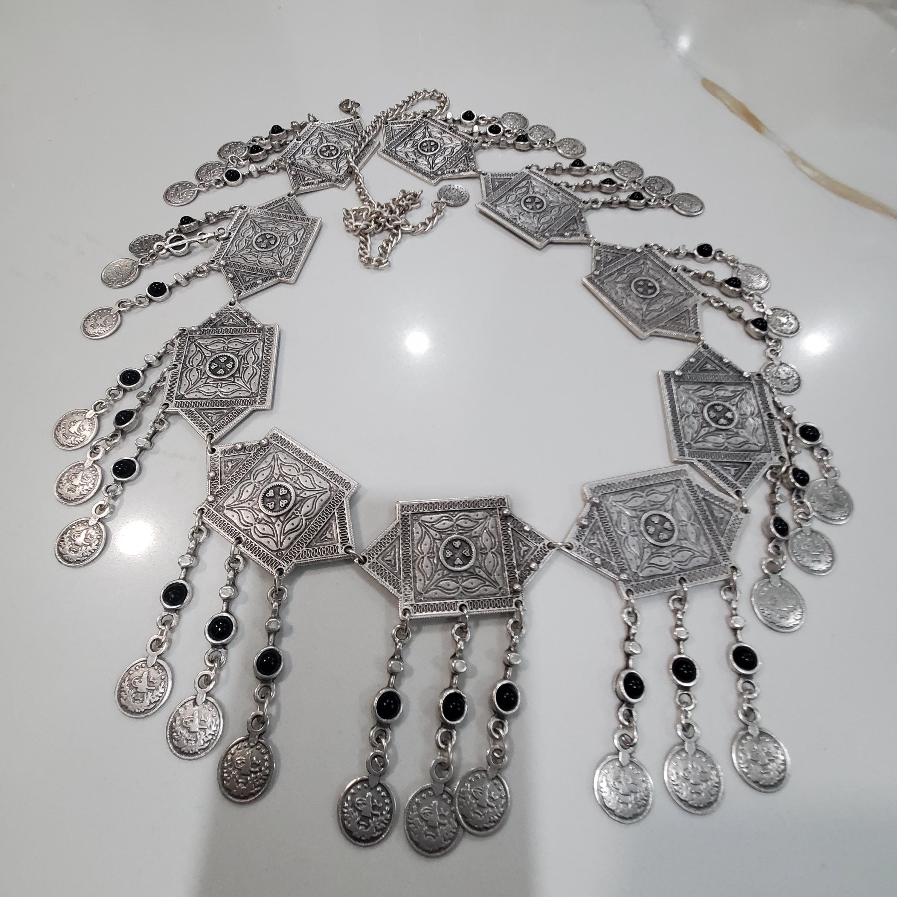 Kuchi Coin Necklace Belt Tribal silver bell jingle belly dancer Amazon.com: Duel On Jewel Antique Kuchi Women main image 4