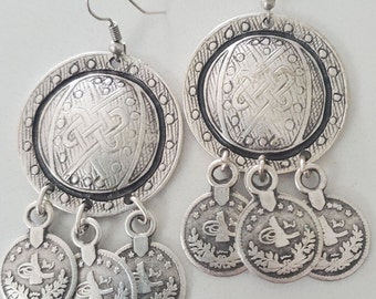 Afghan Kuchi Style Earrings: Vintage Silver Tribal Jewelry