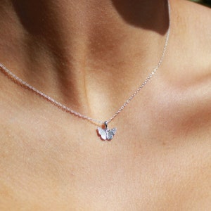 Silver tiny detailed Butterfly Necklace, Cute Butterfly Necklace, Small Butterflies