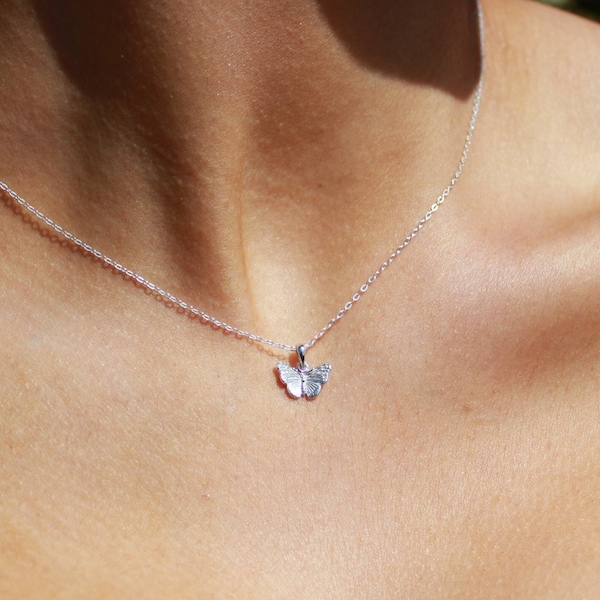 Butterfly Necklace Silver Etsy