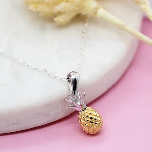 Silver Pineapple with Gold plated Necklace