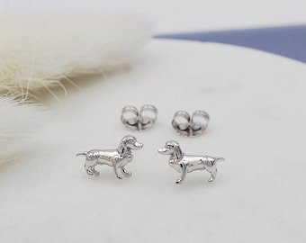 Sterling Silver Mini Dachshund Stud Earrings