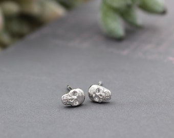 Sterling Silver Skull Stud Earrings