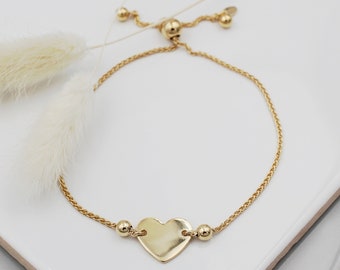 Yellow Gold Heart Slider Bracelet