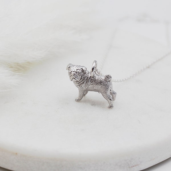 Sterling Silver Pug Necklace