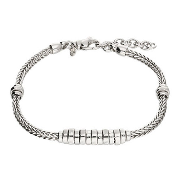 Sterling Silver Men s Herringbone Bracelet With Bead Detail Etsy