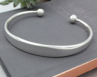Sterling Silver Heavy Mens ID Torque Bangle