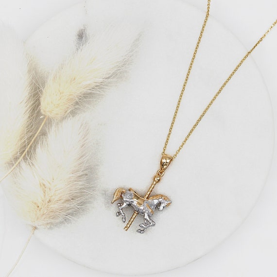 Silver Yellow Plated Carousel Horse Pendant 29mm Silver Yellow Plated Carousel Horse Pendant 29mm