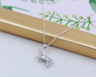 Sterling Silver & 18ct Yellow Gold Magical Unicorn Necklace