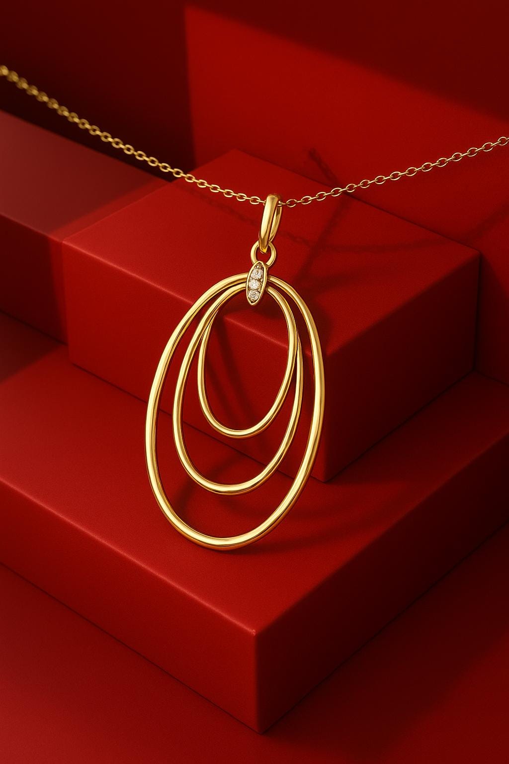 ゴールデンオーバルハーモニーネックレス、ゴールドトリプルオーバル