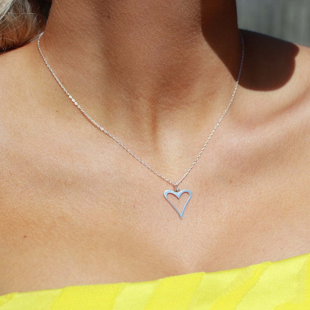 Sterling Silver Open Heart Necklace