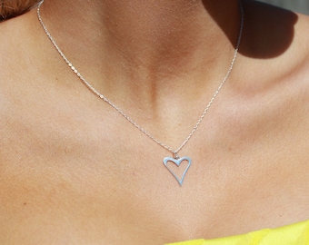 Sterlingzilveren ketting met open hart