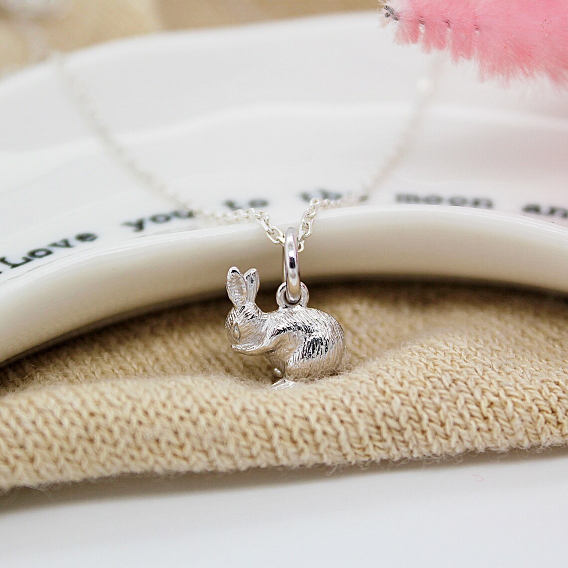 Solid Sterling Silver Bunny Rabbit Necklace - Etsy