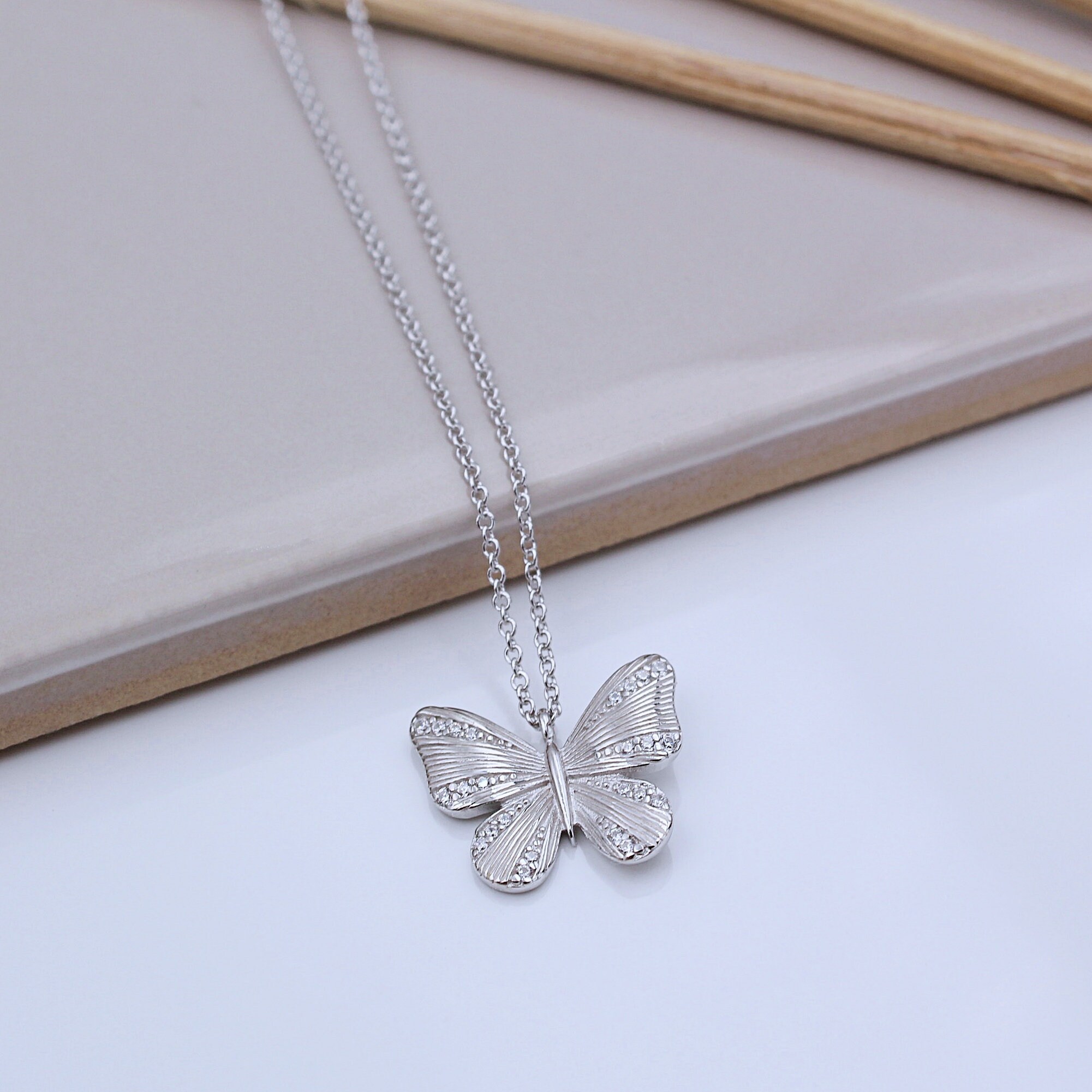 Silver butterfly jewellery best sale sets