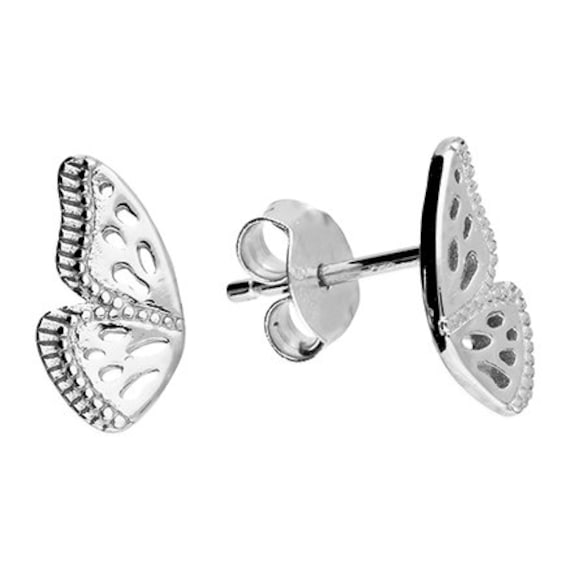 Sterling Silver Butterfly Hoop Earrings