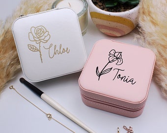 Coffret à Bijoux Fleur de Naissance Personnalisée