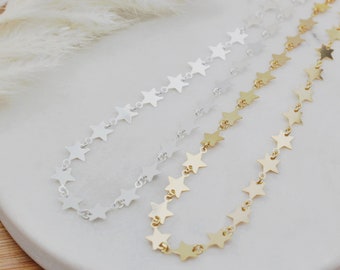 Sterling Silver or Yellow Gold Plated String of Stars Anklet