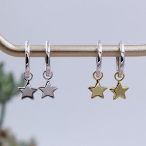 Sterling Silver and 18ct Yellow Gold plated Star Huggie Hoop Earrings