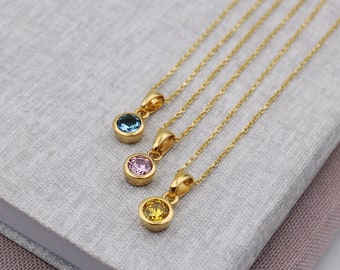 Birthstone Gold plated Silver Necklace