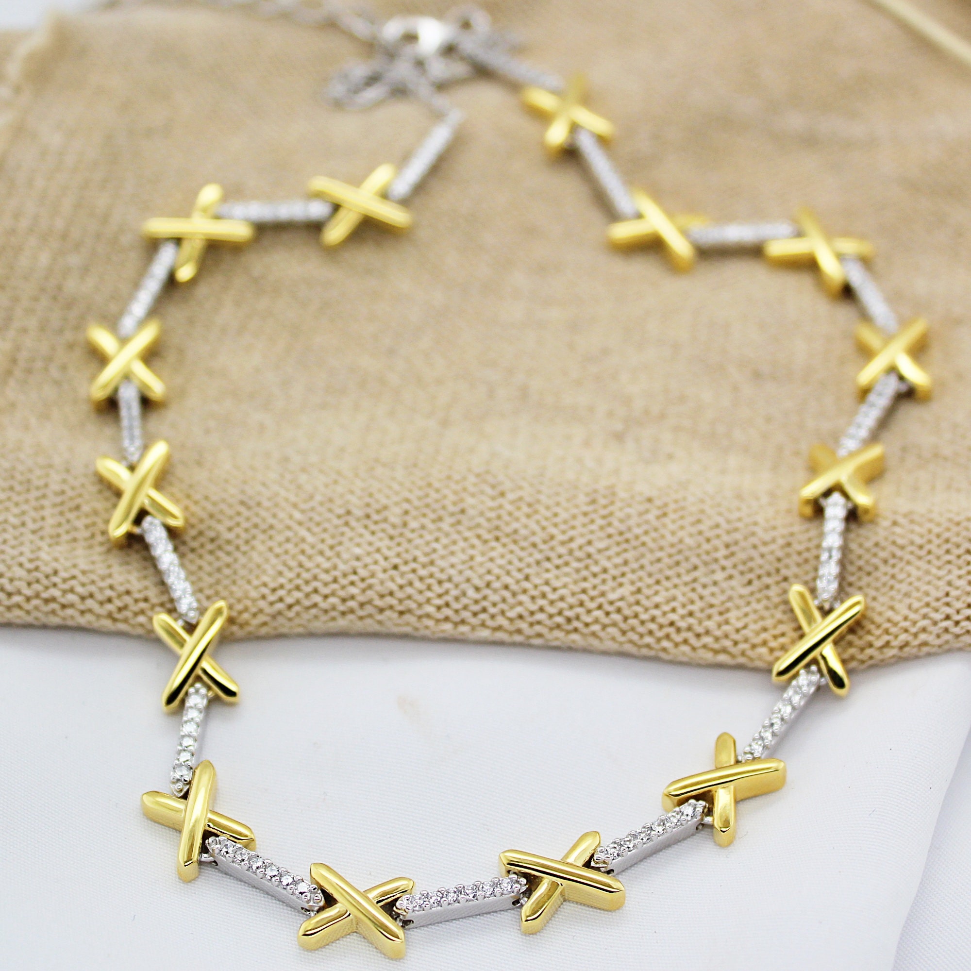◆STONEHENgE◆ Love Duet 14K Necklace SA25A72T StoneHenge 14K Necklace F0164 Love Duet Rose Gold Cubic