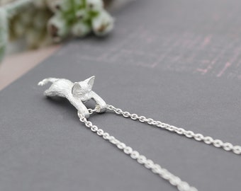 Sterling Silver Hanging Cat Necklace