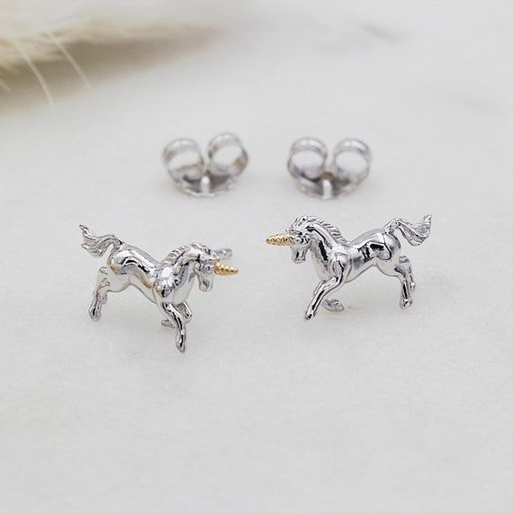 Sterling silver unicorn studs Sterling silver unicorn studs