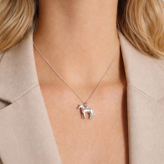 Gioielli in argento sterling a forma di cavallo, collana con