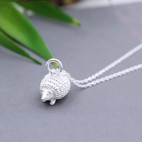 Solid Sterling Silver Hedgehog Necklace