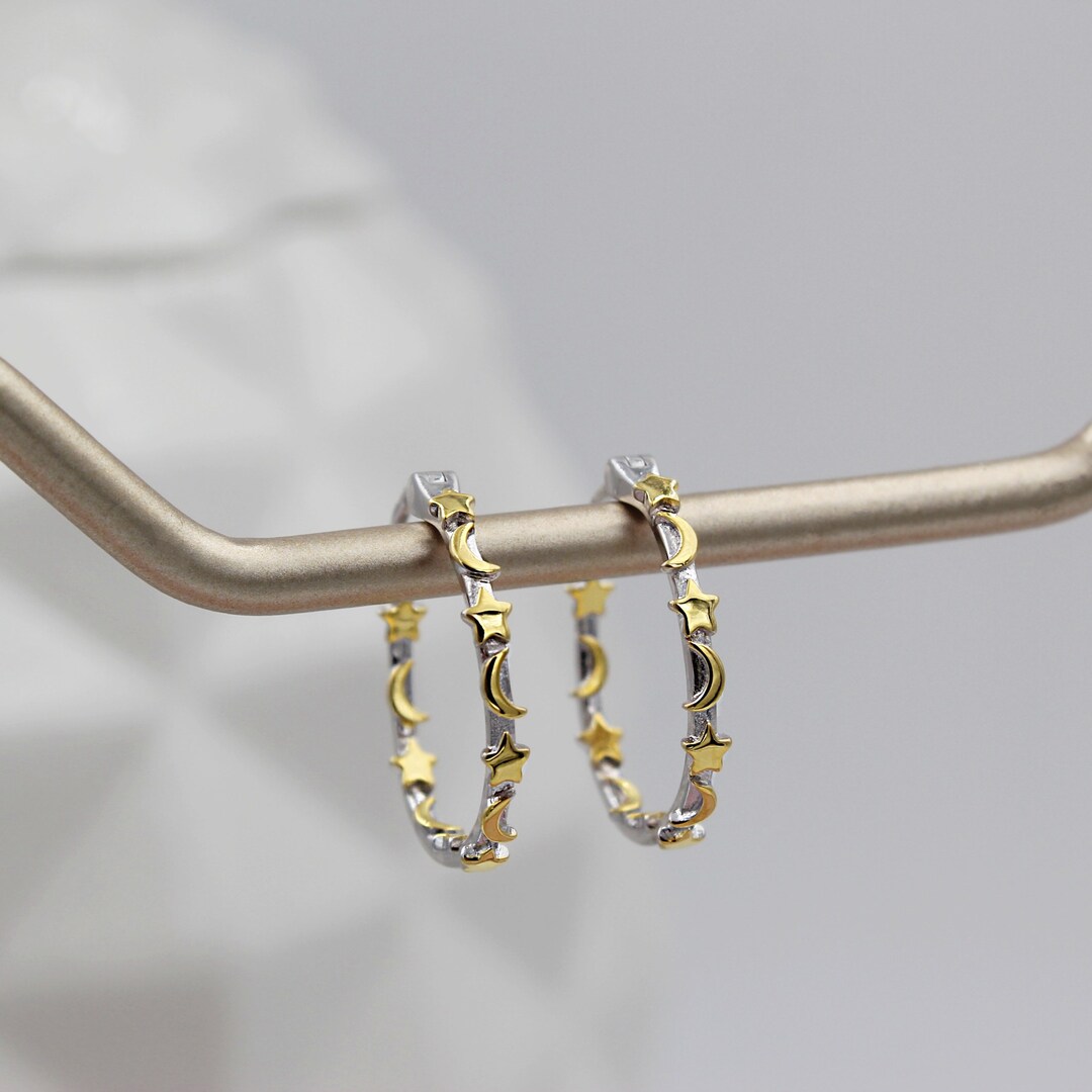 Lunar Hoop Earrings Gold Filled Silver Gold Beads Small - Amy Tamblyn