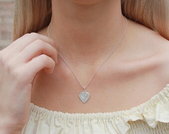 Sterling Silver Double Heart Necklace - Etsy