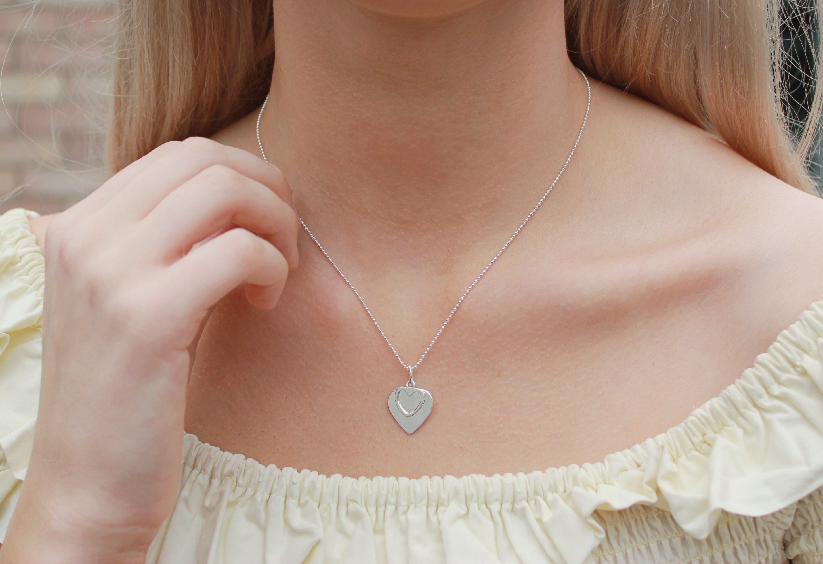 Sterling Silver Double Heart Necklace - Etsy
