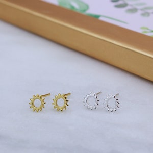 Silver or 18ct Yellow Gold plated Open Sun Studs