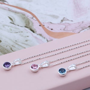 Sterling Silver Birthstone Necklace