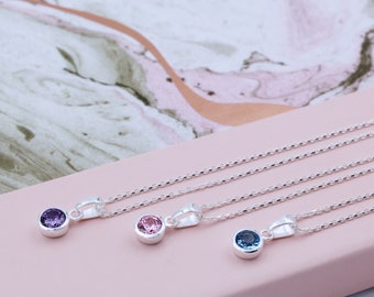 Sterling Silver Birthstone Necklace