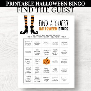 Halloween Bingo, Find The Guest Game, Find the Guest Bingo, Halloween Party Game, Halloween Bridal Shower Bingo, Halloween Baby Shower Bingo