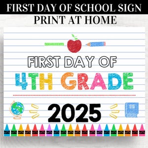 First Day of 4th Grade Sign 2025: Chalkboard Photo Prop (Digital Download)