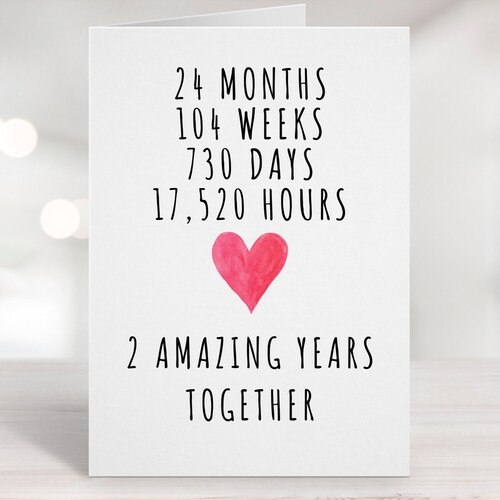 Printable Anniversary Card 2nd Anniversary Card Two Year - Etsy