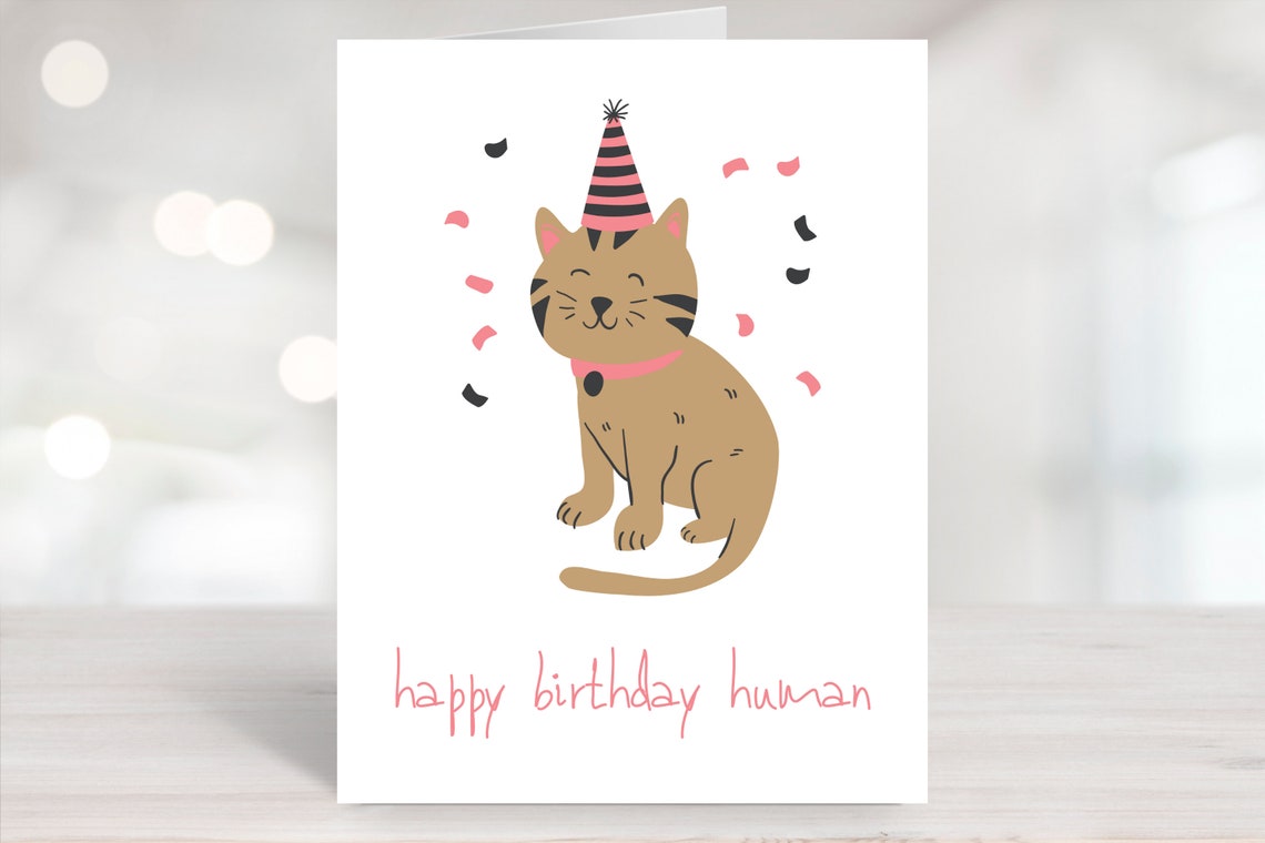 Printable Cat Birthday Card Printable Cat Lovers Card - Etsy
