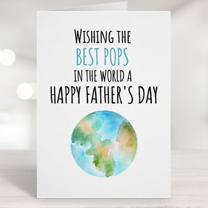 Printable Father's Day Card, Printable Pops Card, Card for Pops, Pops ...