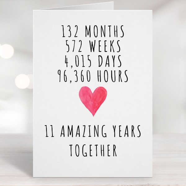 11th Wedding Anniversary Card Printable - Etsy