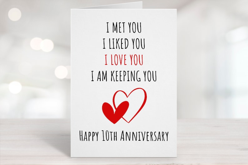 Printable Anniversary Card 10th Anniversary Card Ten Year | Etsy