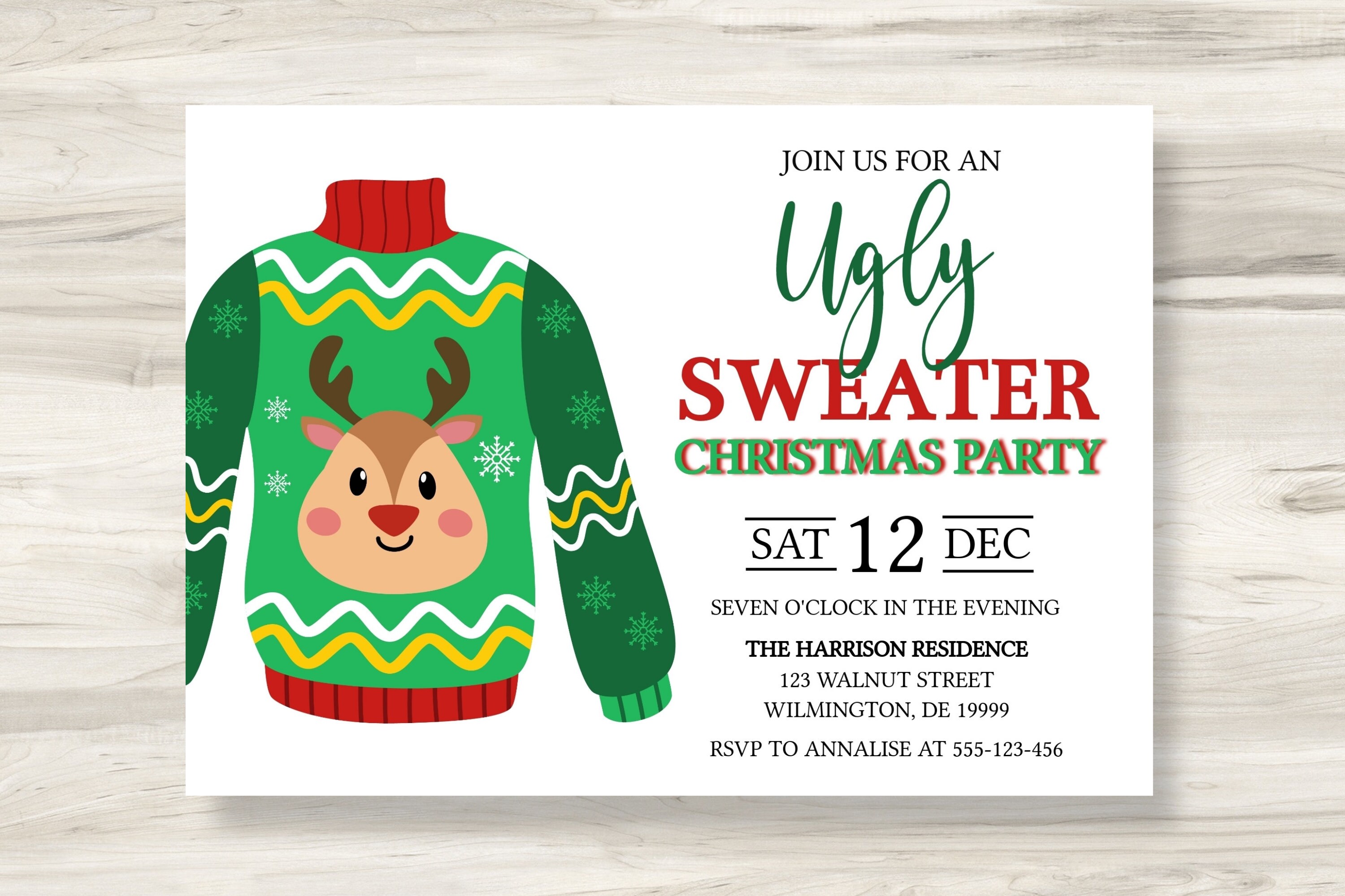 Ugly Sweater Holiday Party Invitation Template Ugly Sweater Etsy