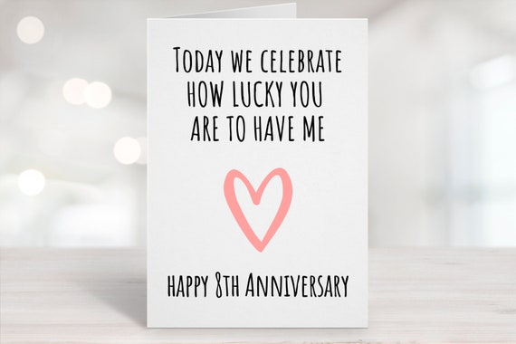 Printable Anniversary Card 8th Anniversary Card Eight Year | Etsy