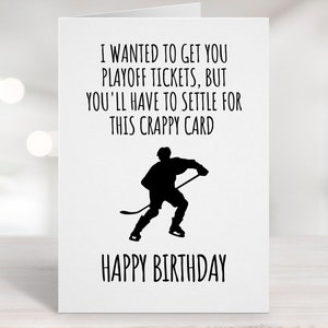 Printable Birthday Card, Hockey Birthday Card, Downloadable Card ...